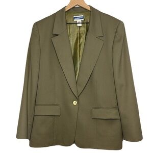 Vintage Pendleton 100% Wool Beige Minimalist Single Button Blazer Jacket 14 USA